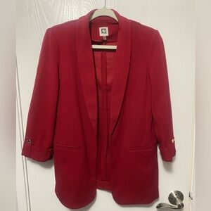 Anne Klein Red Oversized Blazer, Size Small